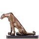 Art Deco Bronze Panther Sculpture Sitting On A Marble Base After Henry Moore