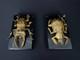 Art Deco Bronze Paperweights, Pair Of Beetles On Marble Bases