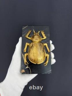 Art Deco Bronze Paperweights, Pair of Beetles on Marble Bases
