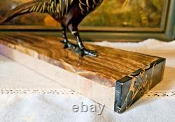 Art Deco Bronze Pheasant Statue with Multiple Patina Colors Signed Errac