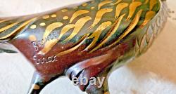 Art Deco Bronze Pheasant Statue with Multiple Patina Colors Signed Errac