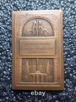 Art Deco Bronze Plaque Medal Woman with Flowers by Raoul Benard