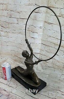 Art Deco Bronze Ring Dancer Statue Signed Preiss Figurine Font Figurine