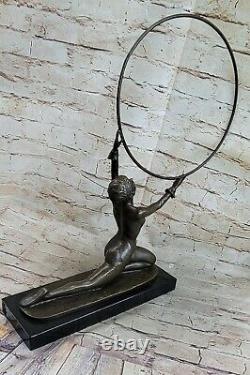 Art Deco Bronze Ring Dancer Statue Signed Preiss Figurine Font Figurine