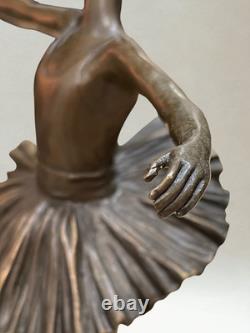 Art Deco Bronze Sculpture Ballerina Dancer Signed Milo Bronze Stamp