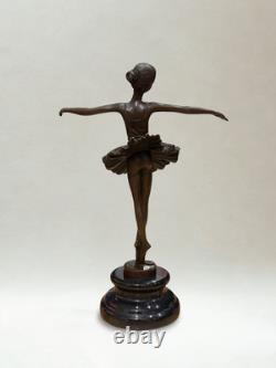 Art Deco Bronze Sculpture Ballerina Dancer Signed Milo Bronze Stamp