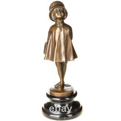Art Deco Bronze Sculpture Girl with Bag after Alex Kelety