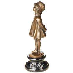 Art Deco Bronze Sculpture Girl with Bag after Alex Kelety