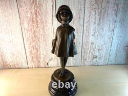 Art Deco Bronze Sculpture Girl with Bag after Alex Kelety