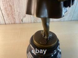 Art Deco Bronze Sculpture Girl with Bag after Alex Kelety