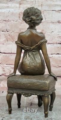 Art Deco Bronze Sculpture, Milo Bronze Nude Woman Figurine, Erotic Sculpture