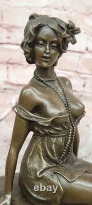 Art Deco Bronze Sculpture, Milo Bronze Nude Woman Figurine, Erotic Sculpture