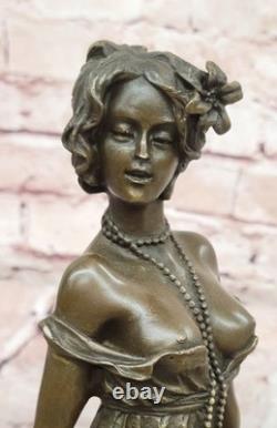 Art Deco Bronze Sculpture, Milo Bronze Nude Woman Figurine, Erotic Sculpture