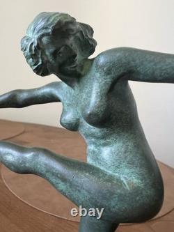 Art Deco Bronze Sculpture Nude Juggling Dancer Coline Marble Base 25 cm