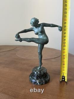 Art Deco Bronze Sculpture Nude Juggling Dancer Coline Marble Base 25 cm