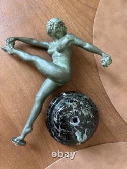 Art Deco Bronze Sculpture Nude Juggling Dancer Coline Marble Base 25 cm