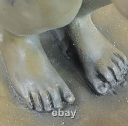 Art Deco Bronze Sculpture of Children, Little Girl Playing with a Turtle