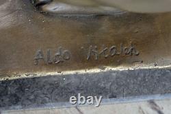 Art Deco Bronze Sculpture of Children, Little Girl Playing with a Turtle