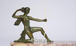 Art Deco Bronze Sculpture of Diana the Huntress signed Gual