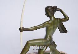 Art Deco Bronze Sculpture of Diana the Huntress signed Gual