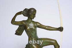 Art Deco Bronze Sculpture of Diana the Huntress signed Gual