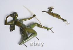 Art Deco Bronze Sculpture of Diana the Huntress signed Gual