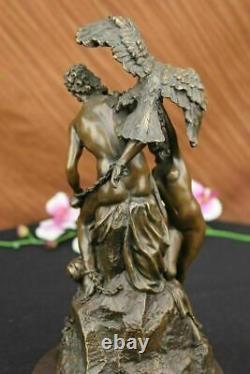 Art Deco Bronze Sculpture of Zeus and Eagle with Marble Figurine Base Opener