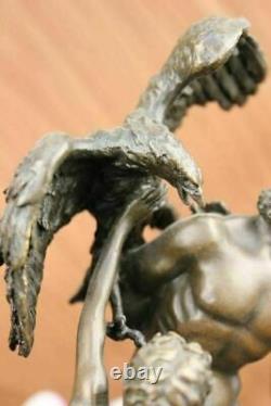 Art Deco Bronze Sculpture of Zeus and Eagle with Marble Figurine Base Opener