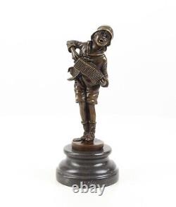 Art Deco Bronze Sculpture of a Boy with an Accordion by Lazzarone after DH Chiparus