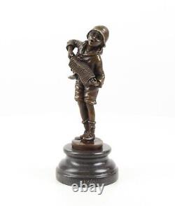 Art Deco Bronze Sculpture of a Boy with an Accordion by Lazzarone after DH Chiparus