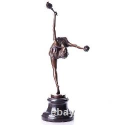 Art Deco Bronze Sculpture of a Dancer with a Torch after Ferdinand Preiss