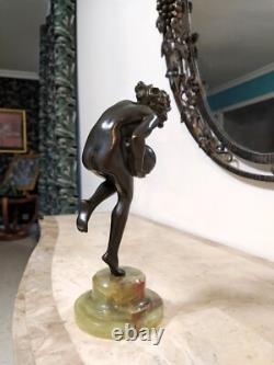 Art Deco Bronze Sculpture of a Nude Female Dancer in the Style of Claire Colinet, 1920–1930