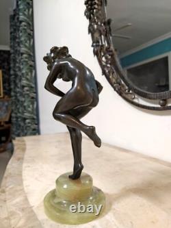 Art Deco Bronze Sculpture of a Nude Female Dancer in the Style of Claire Colinet, 1920–1930