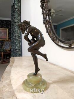 Art Deco Bronze Sculpture of a Nude Female Dancer in the Style of Claire Colinet, 1920–1930