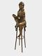 Art Deco Bronze Sculpture Of A Semi-nude Woman On A Stool After Pierre Collinet