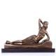 Art Deco Bronze Sculpture Of A Woman Reclining On Black Marble Signed