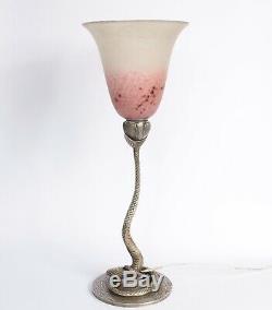 Art Deco Bronze Snake Silver Lamp
