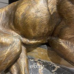 Art Deco Bronze Spelter Dog by Louis Garvin signed & mounted on marble