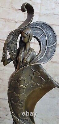 Art Deco Bronze Statue Chair Actress Dancer Jazz Club English Artist Mavchi