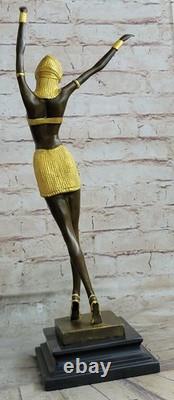 Art Deco Bronze Statue Figurine Sculpture Signed Chiparus LRG