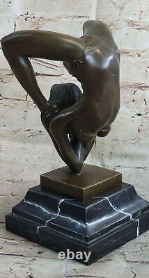 Art Deco Bronze Statue Sculpture Figurine of a Nude Woman Practicing Yoga