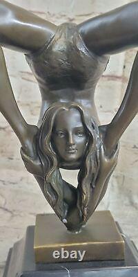 Art Deco Bronze Statue Sculpture Figurine of a Nude Woman Practicing Yoga