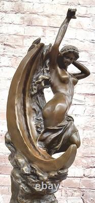 Art Deco Bronze Statue Venus on the Moon by Milo Nude Woman Sculpture Figurine Sale