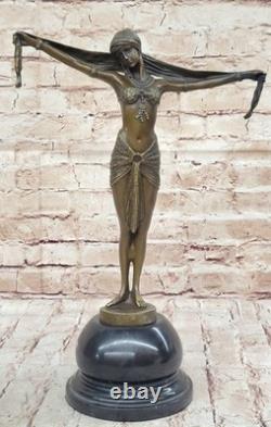 Art Deco Bronze Statue of Dancer Palmyra Signed Chiparus Cast Figurine