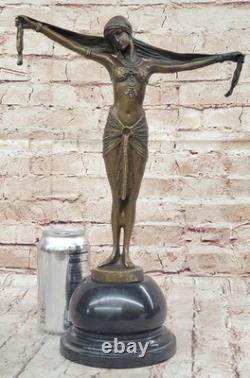 Art Deco Bronze Statue of Dancer Palmyra Signed Chiparus Cast Figurine