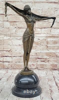 Art Deco Bronze Statue of Dancer Palmyra Signed Chiparus Cast Figurine