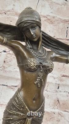 Art Deco Bronze Statue of Dancer Palmyra Signed Chiparus Cast Figurine