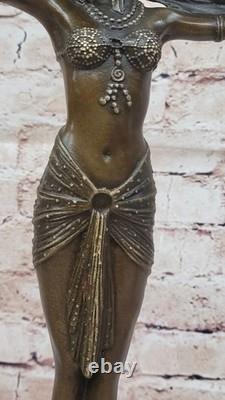 Art Deco Bronze Statue of Dancer Palmyra Signed Chiparus Cast Figurine