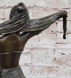 Art Deco Bronze Statue of Dancer Palmyra Signed Chiparus Cast Figurine