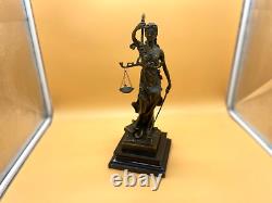 Art Deco Bronze Statue of Justice on Black Marble after Mayer